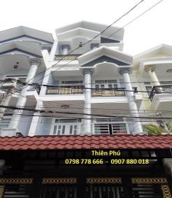 Nhà Bình Tân DT: 4m x 18m Xây dựng 1 Trệt 3 Lầu, 4 Phòng ngủ, Đường thông 6m .